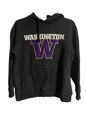 Washington Huskies Box Seat Hoodie Black  Size M Cotton Blend Box Seat